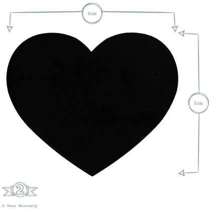 Medium Black Heart Chalkboard Storage Jar Labels - Pack of Six