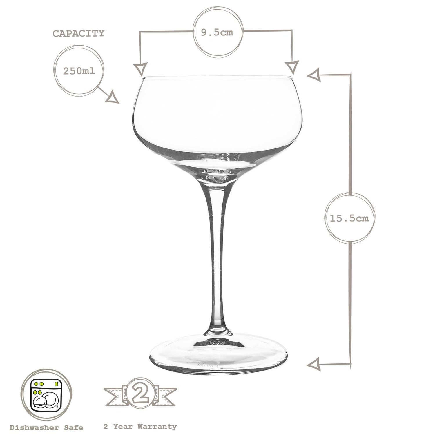 250ml Bartender Novecento Cocktail Glasses - Pack of Six