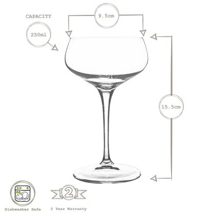 250ml Bartender Novecento Cocktail Glasses - Pack of Six