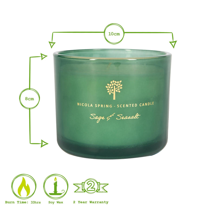 300g Sage & Seasalt Scented Soy Wax Candle - By Nicola Spring