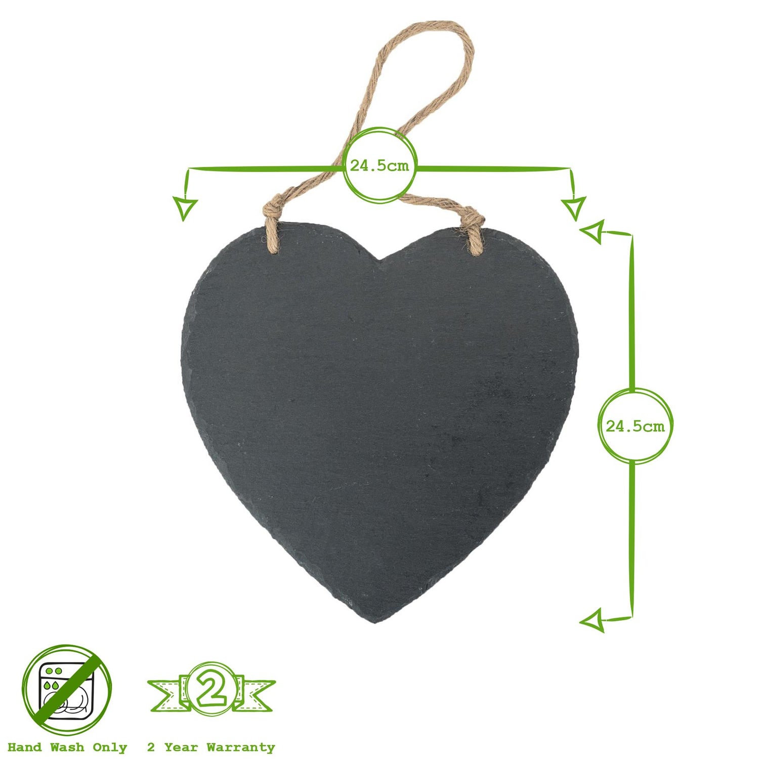 24.5cm Heart Slate Hanging Notice Board