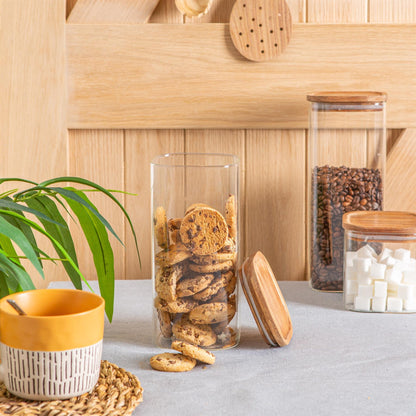 1.5L Square Glass Storage Jar with Wooden Lid