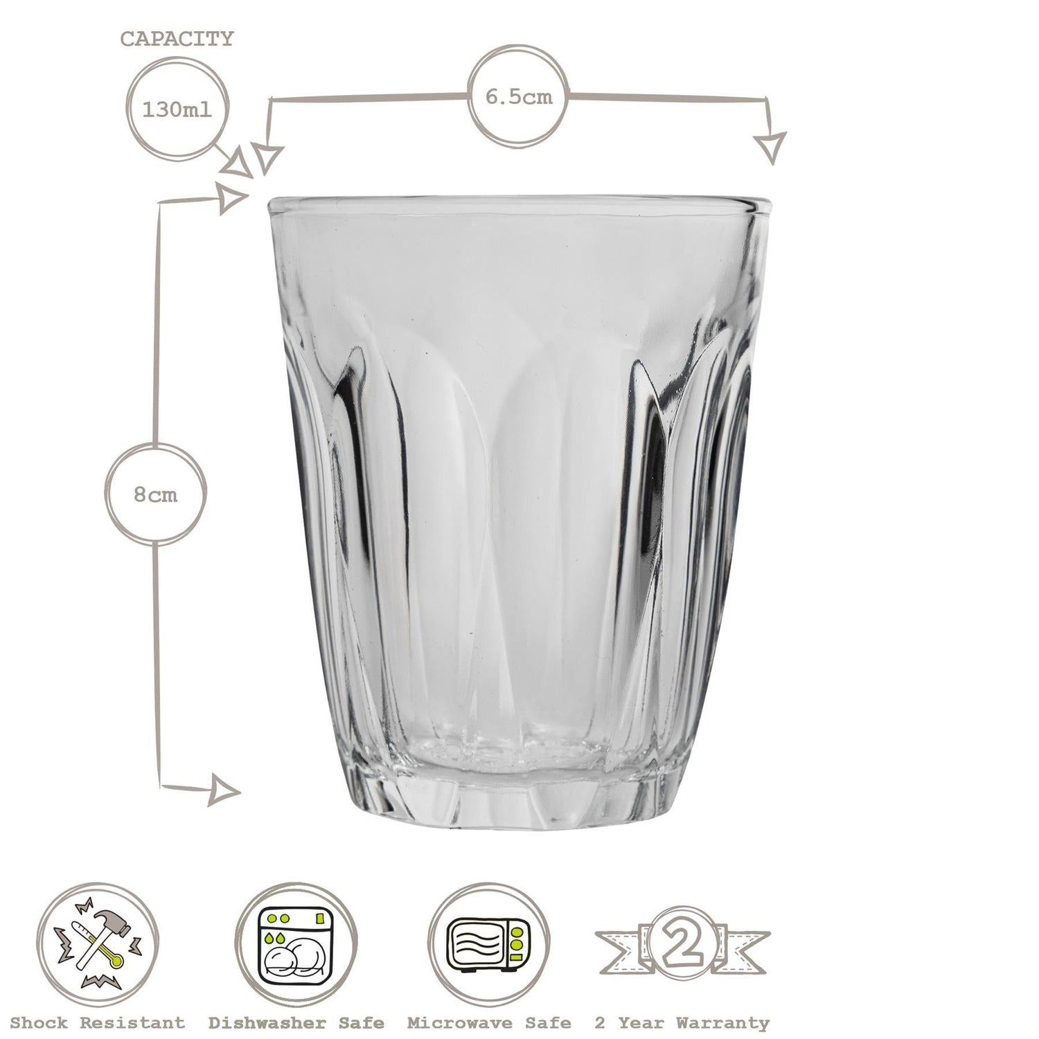 130ml Provence Tumbler Glasses - Pack of Six