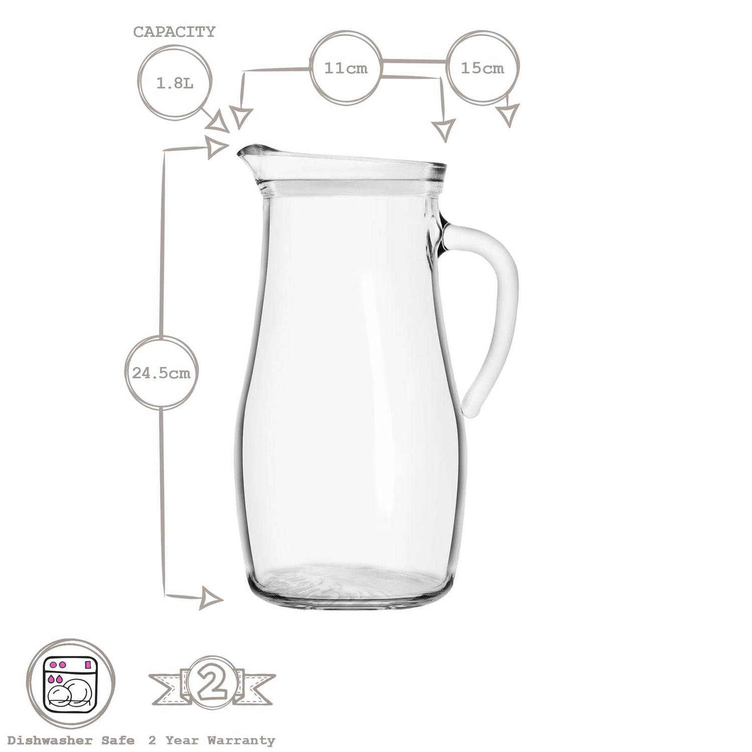 1.8L Misket Glass Water Jug