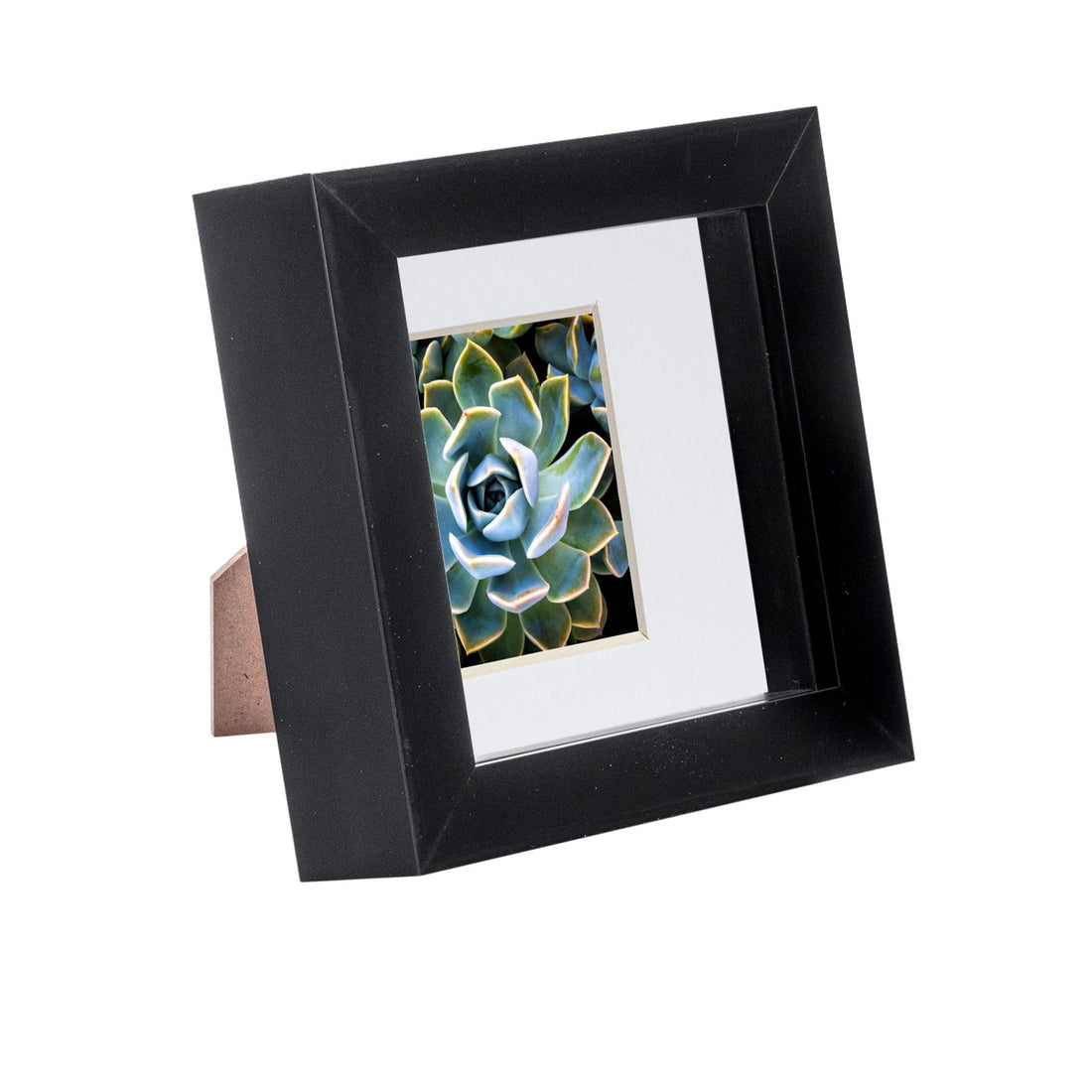 Black 4" x 4" Shadow Box Photo Frame with 2" x 2" White Mount