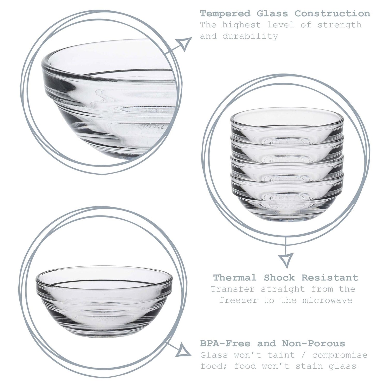 14cm Clear Lys Glass Nesting Mixing Bowl