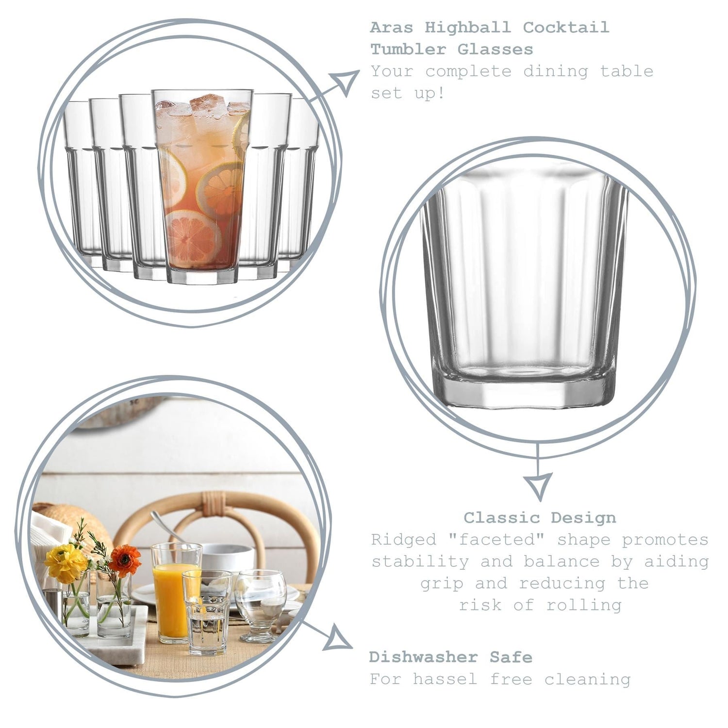 360ml Aras Highball Glasses - Pack of Six