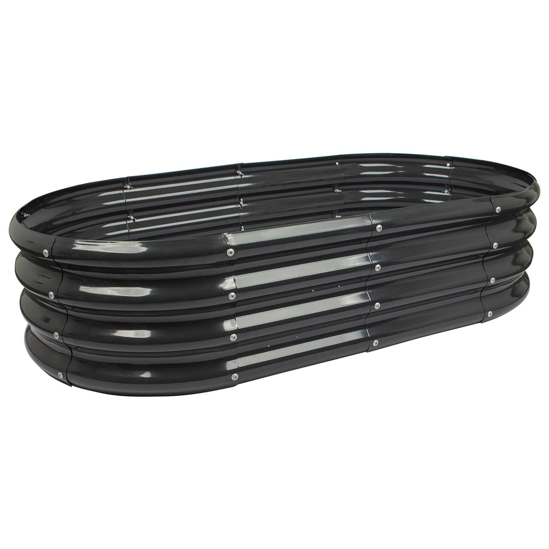 Anthracite Rounded Galvanised Steel Raised Garden Bed - 120cm x 60cm