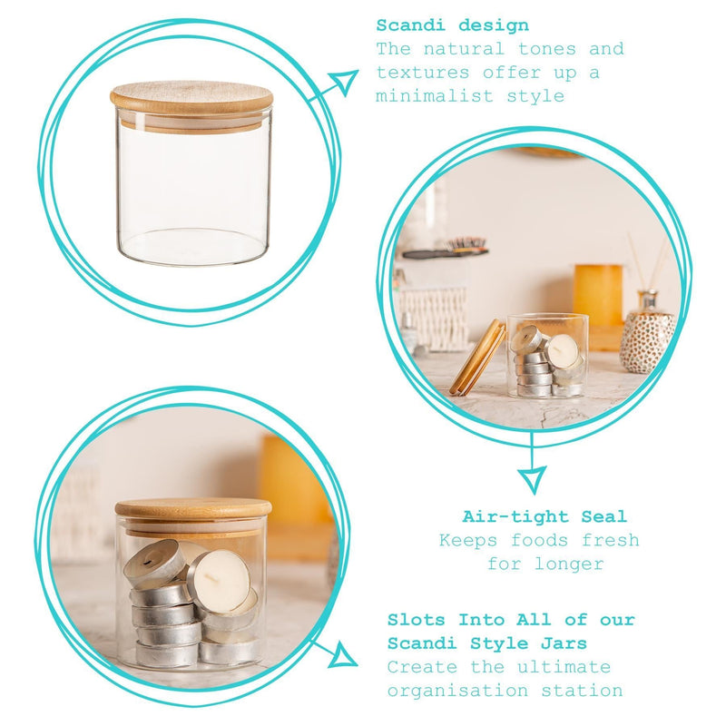 550ml Wooden Lid Storage Jars - Pack of Three - By Argon Tableware