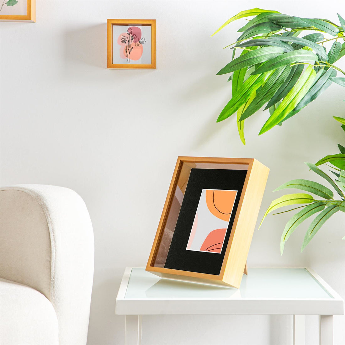 Medium Wood 8" x 10" Deep Shadow Box Photo Frame with 4" x 6" Black Mount
