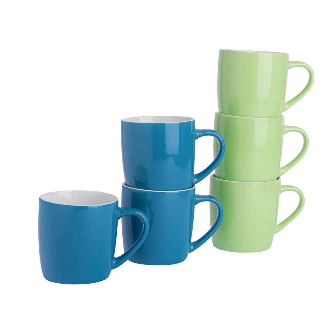 350ml Contemporary Coffee Mugs - Two Colours - Pack of Six