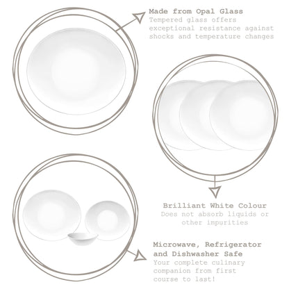 18pc White Prometeo Oval Glass Dinner Set