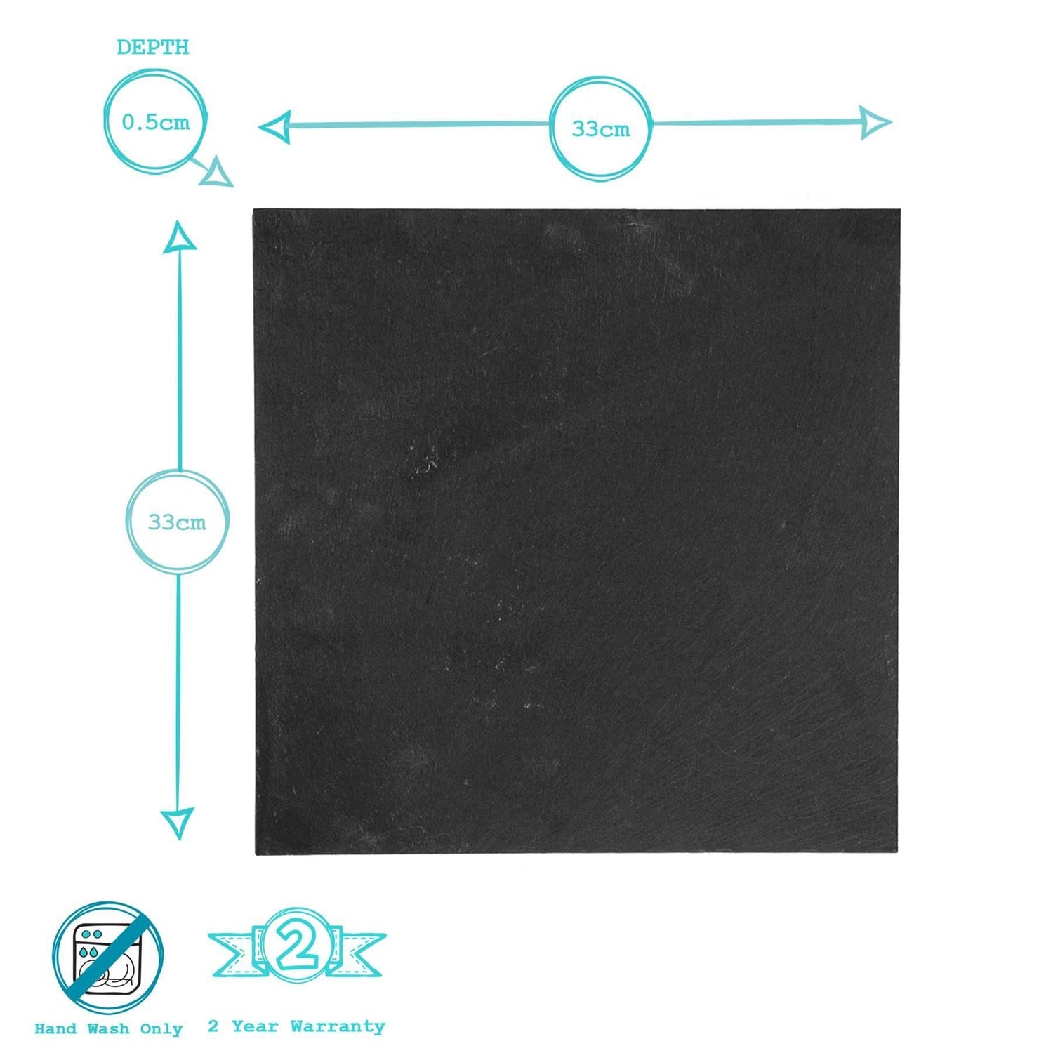 33cm Square Linea Slate Placemats - Pack of Six