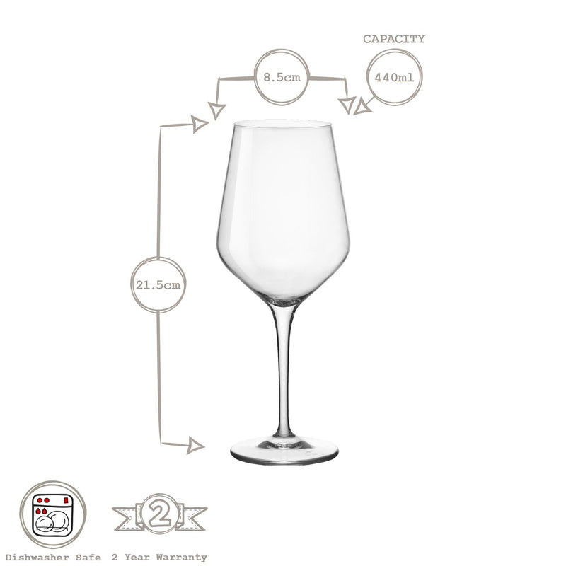 440ml Electra White Wine Glasses - Pack of Six - By Bormioli Rocco