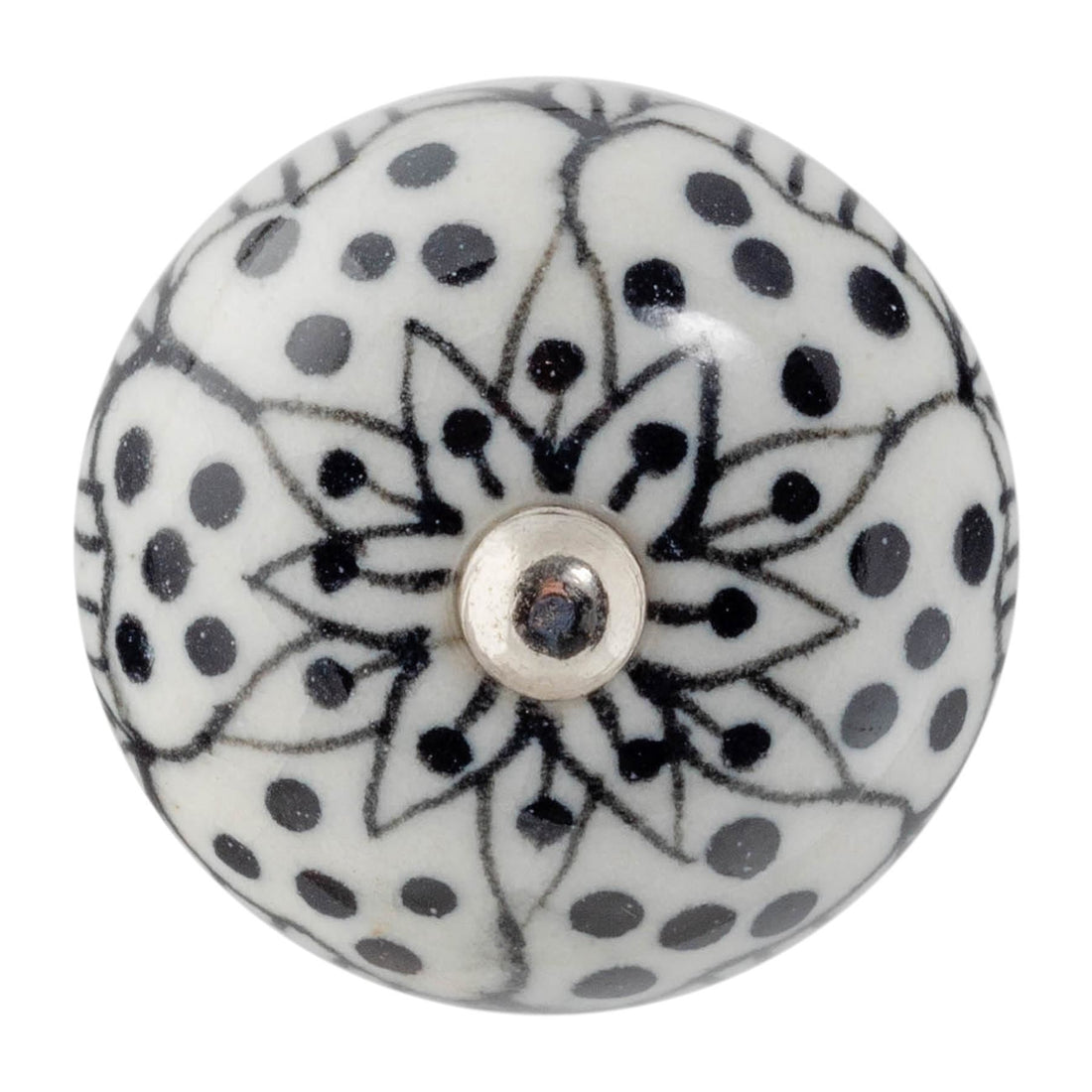 White &amp; Black 4.5cm Round Geometric Ceramic Cabinet Knob
