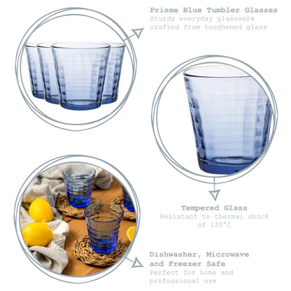 275ml Blue Prisme Water Glasses - Pack of Four