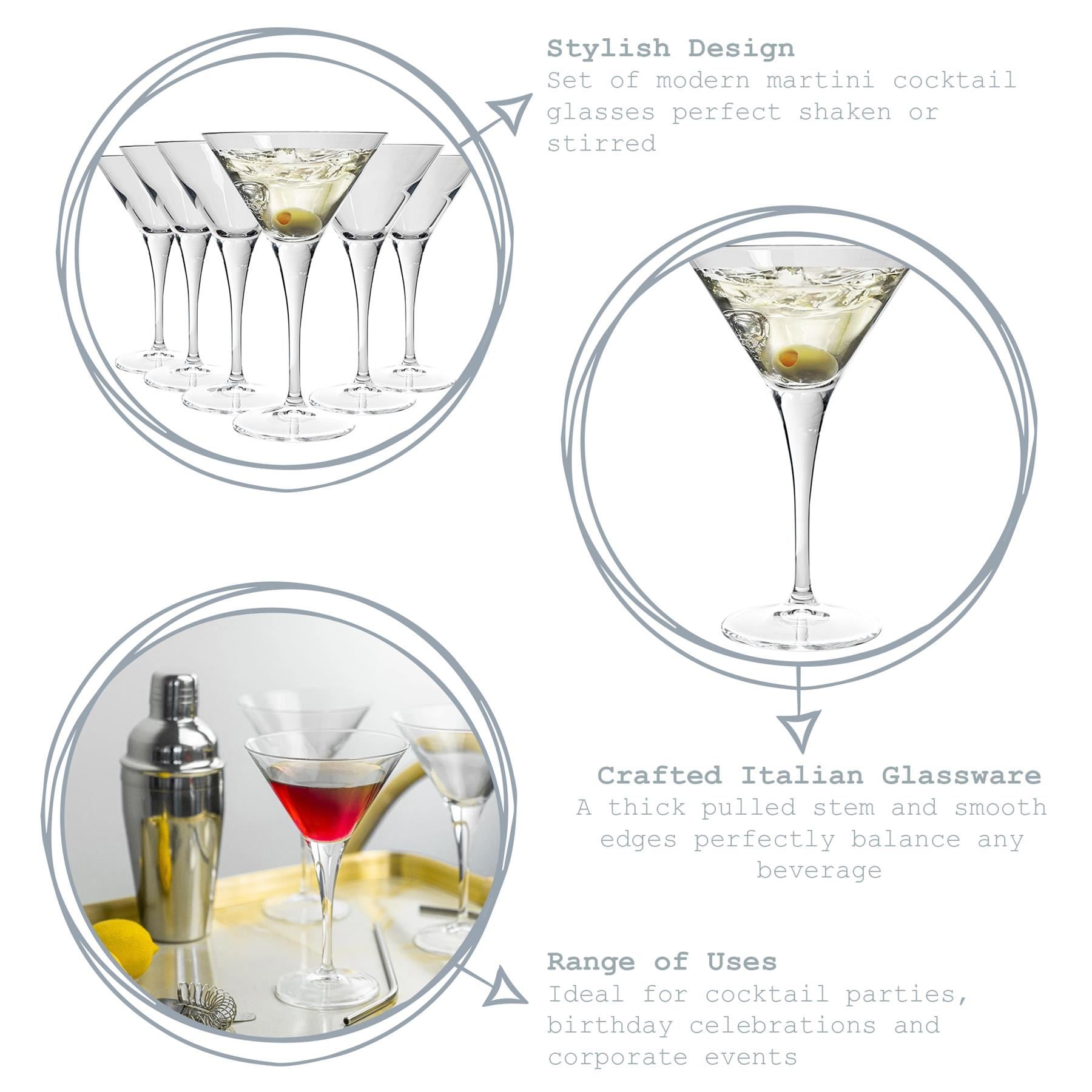 245ml Ypsilon Martini Cocktail Glasses - Pack of Six