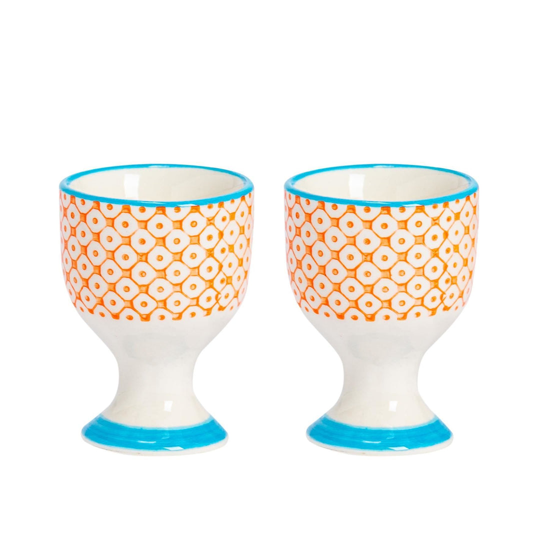 Hand Printed China Egg Cups - Pack of Two