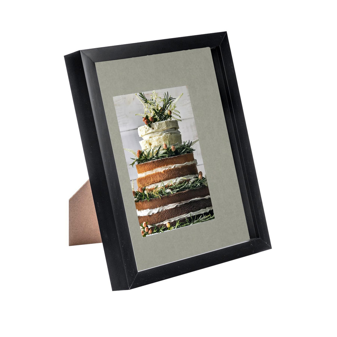 Black 8" x 10" Shadow Box Photo Frame with 4" x 6" Grey Mount
