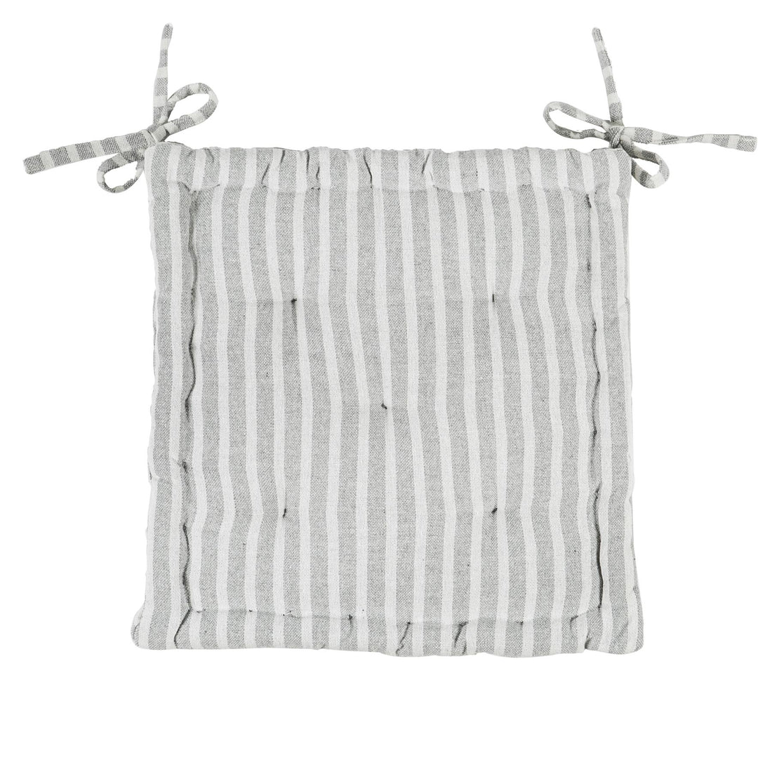 Grey Striped 40cm French Mattress-Style Seat Cushion