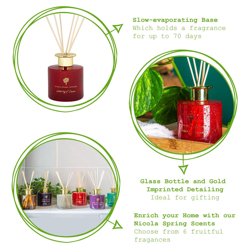 200ml Wild Fig & Cassis Scented Reed Diffuser - By Nicola Spring
