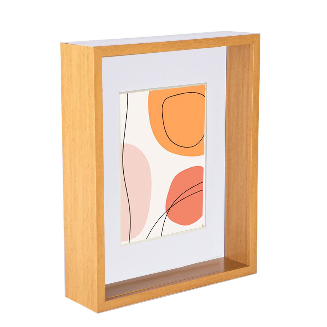 Medium Wood 8" x 10" Deep Shadow Box Photo Frame with 5" x 7" White Mount