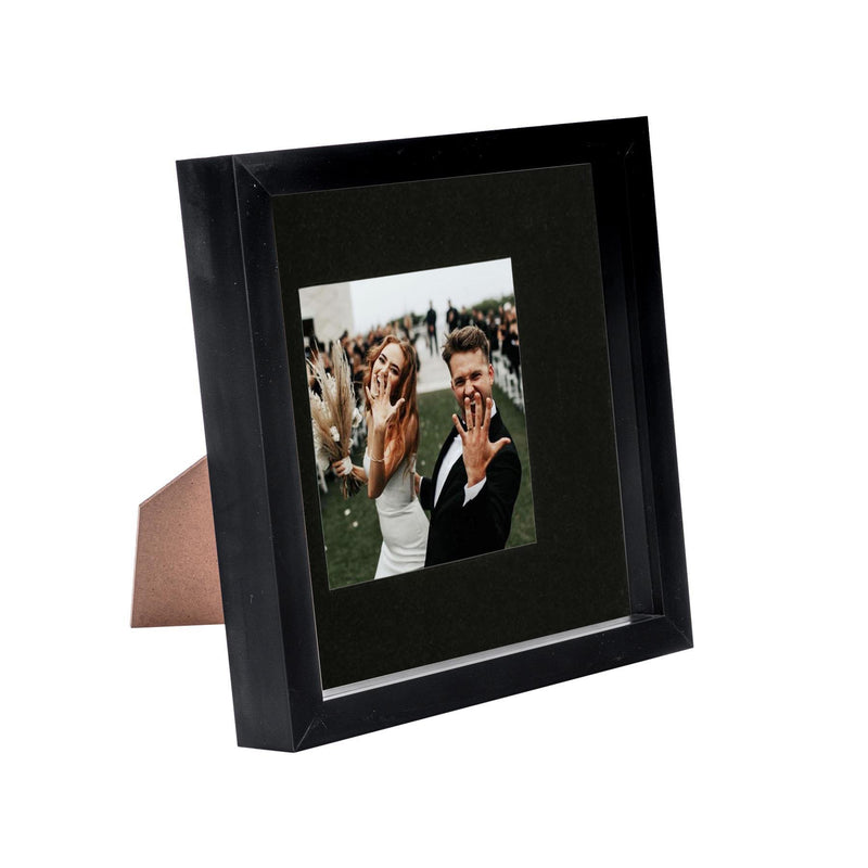 8" x 8" Black 3D Box Photo Frame with 4" x 4" Mount - By Nicola Spring