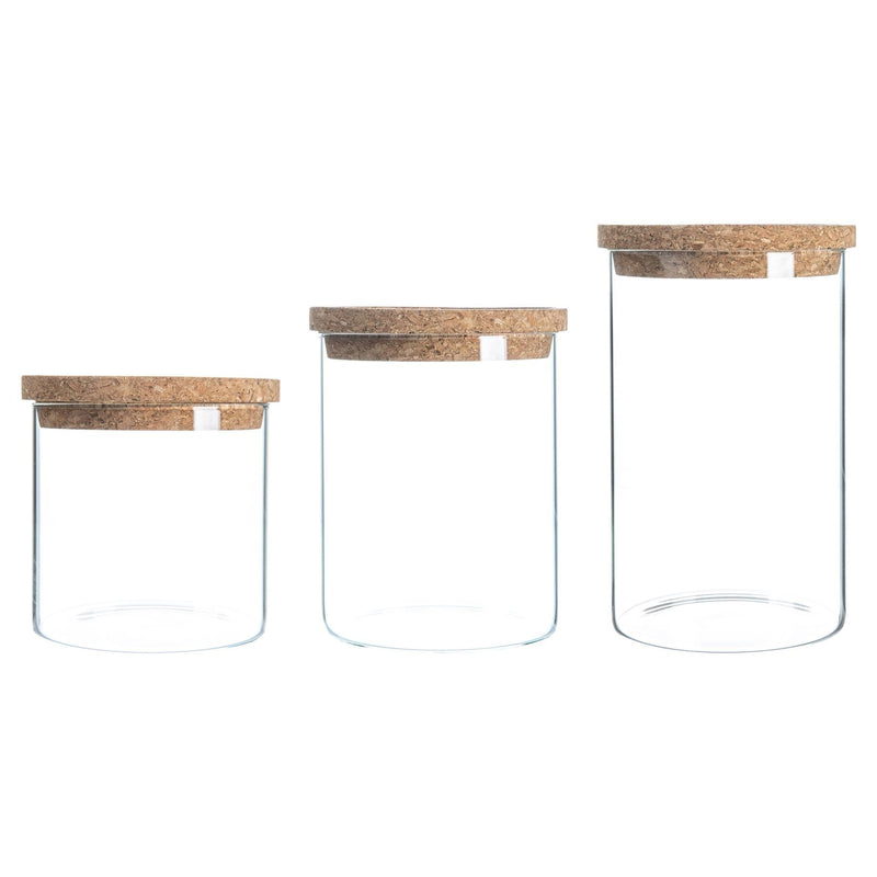 3 Piece Cork Lid Storage Jars Set - 3 Sizes - By Argon Tableware