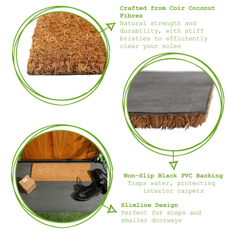 60cm x 20cm Hello Coir Step Mats - Pack of Two - By Nicola Spring