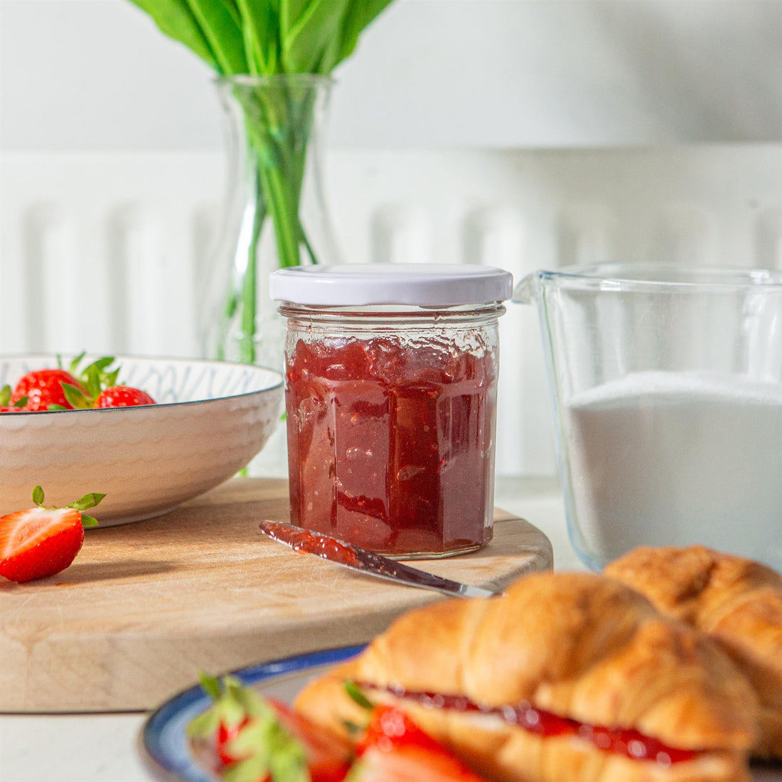 250ml Octagonal Glass Jam Jars with White Screw-Top Lids - Pack of 6
