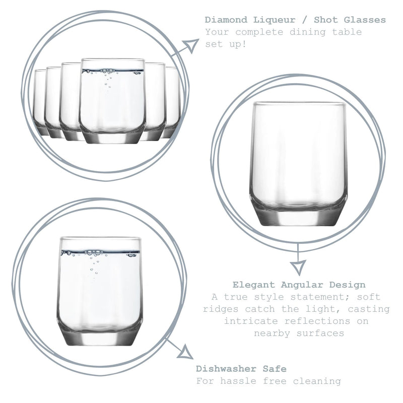 80ml Diamond Shot Glasses - Pack of Six - By LAV