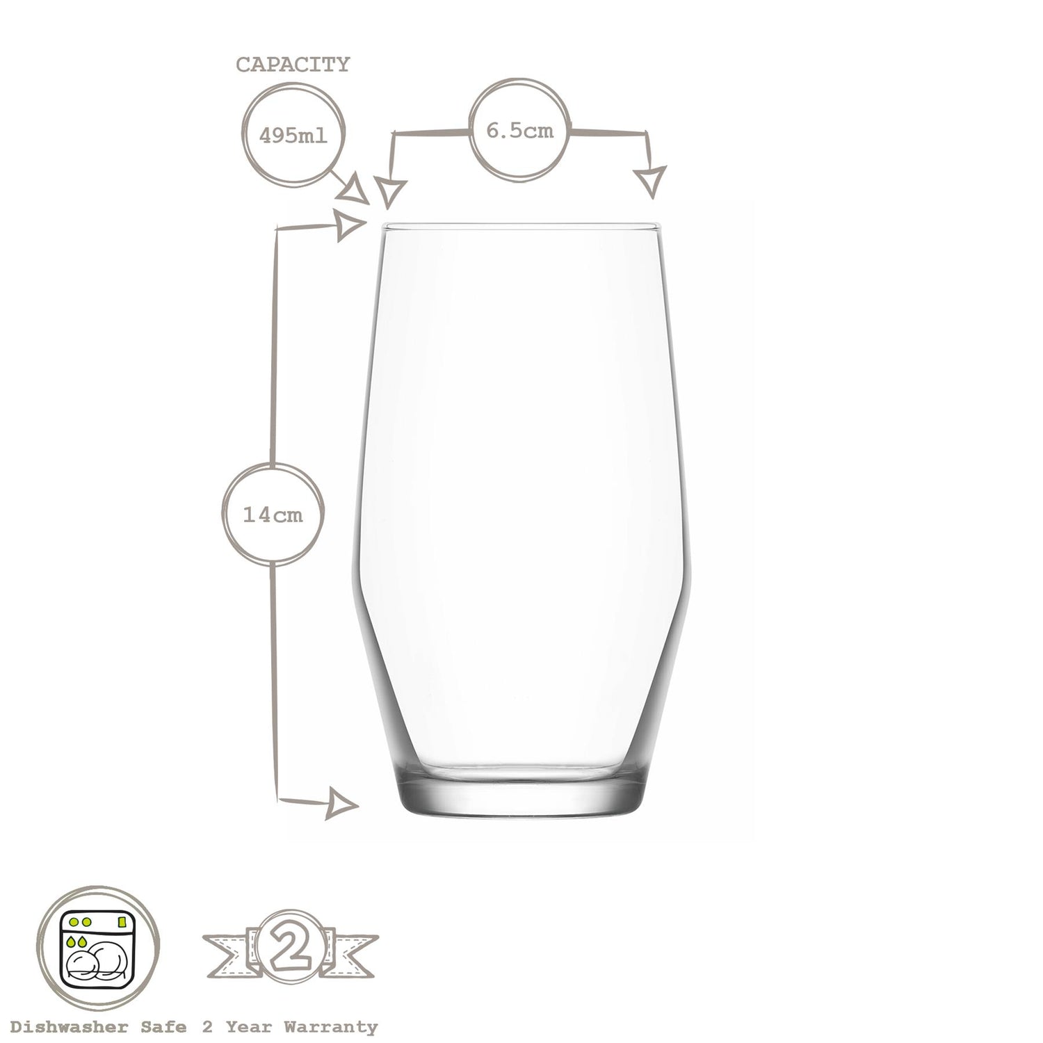 495ml Ella Highball Glasses - Pack of Six