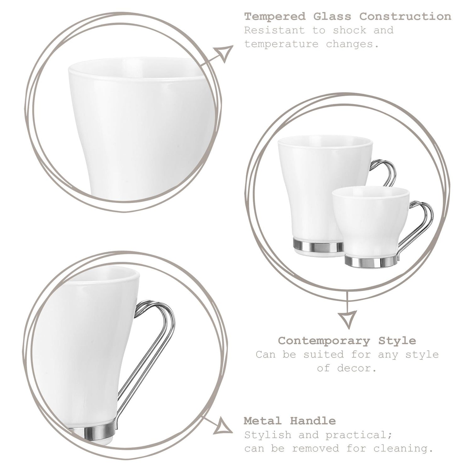 109ml Aromateca Oslo White Espresso Glass Cups - Pack of Four