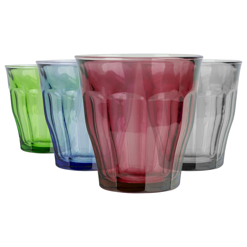 Multicolour 250ml Picardie Water Glasses - Pack of 4 - By Duralex