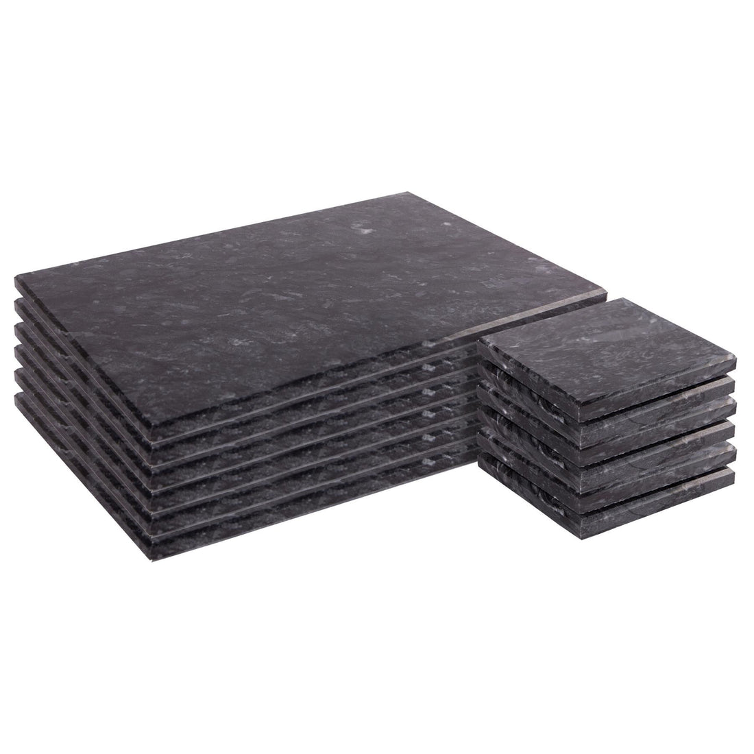 Black 12-Piece Marble Placemat &amp; Square Coaster Set
