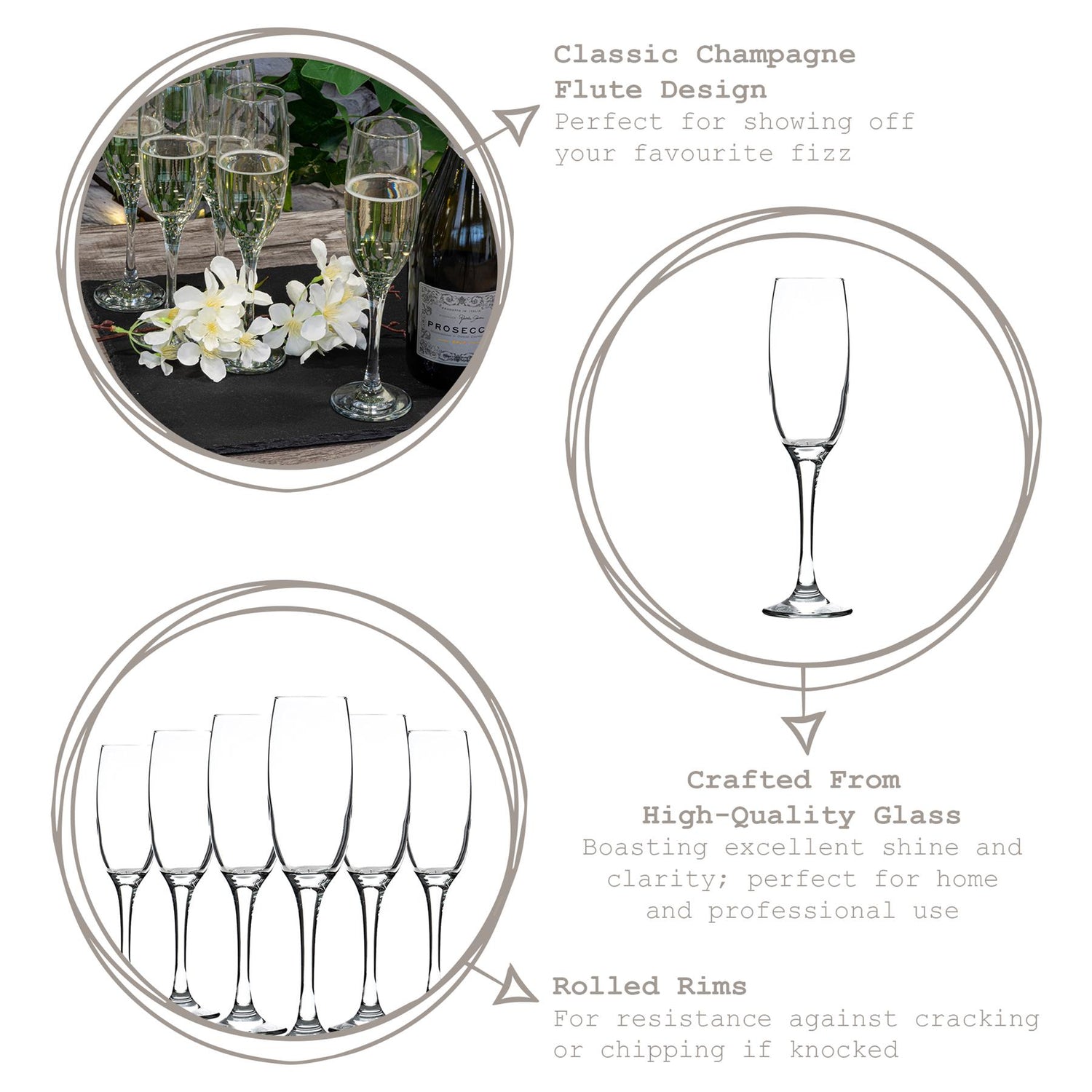 220ml Venue Champagne Flutes - Pack of Six