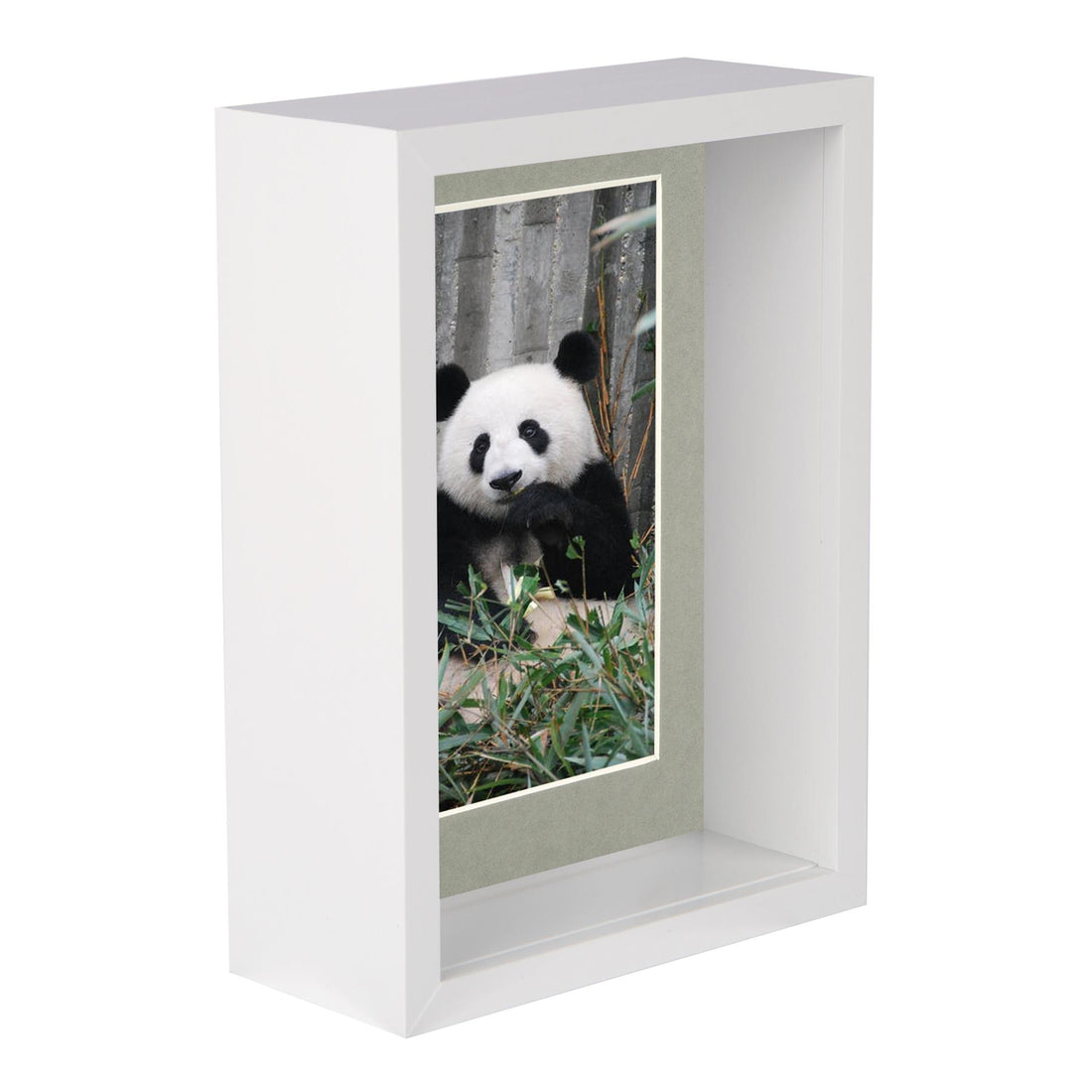 White 5" x 7" Deep Shadow Box Photo Frame with 4" x 6" Grey Mount