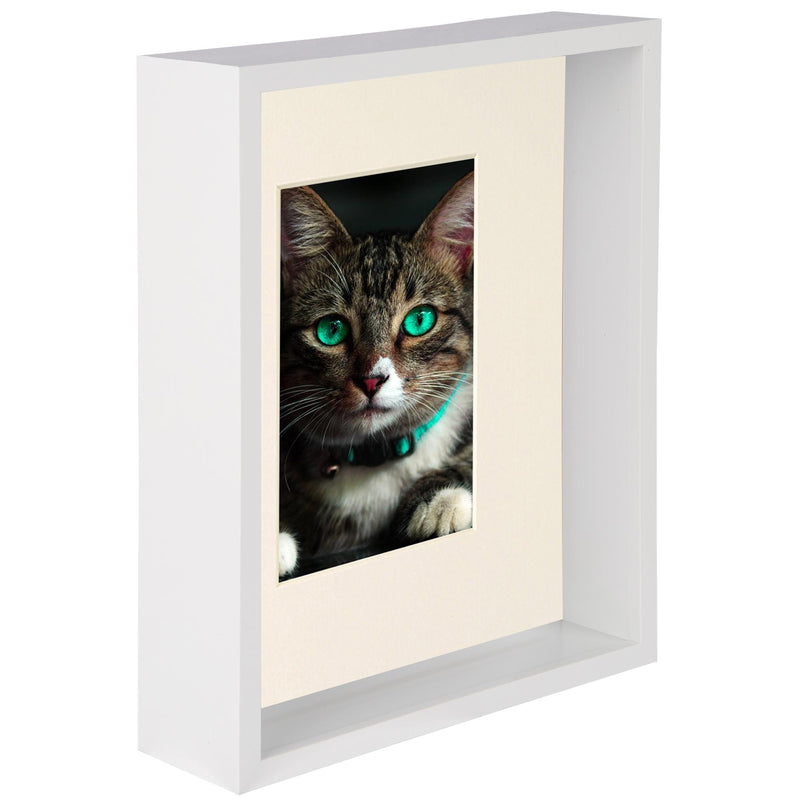 8" x 10" White 3D Deep Box Photo Frame with 4" x 6" Mount - by Nicola Spring
