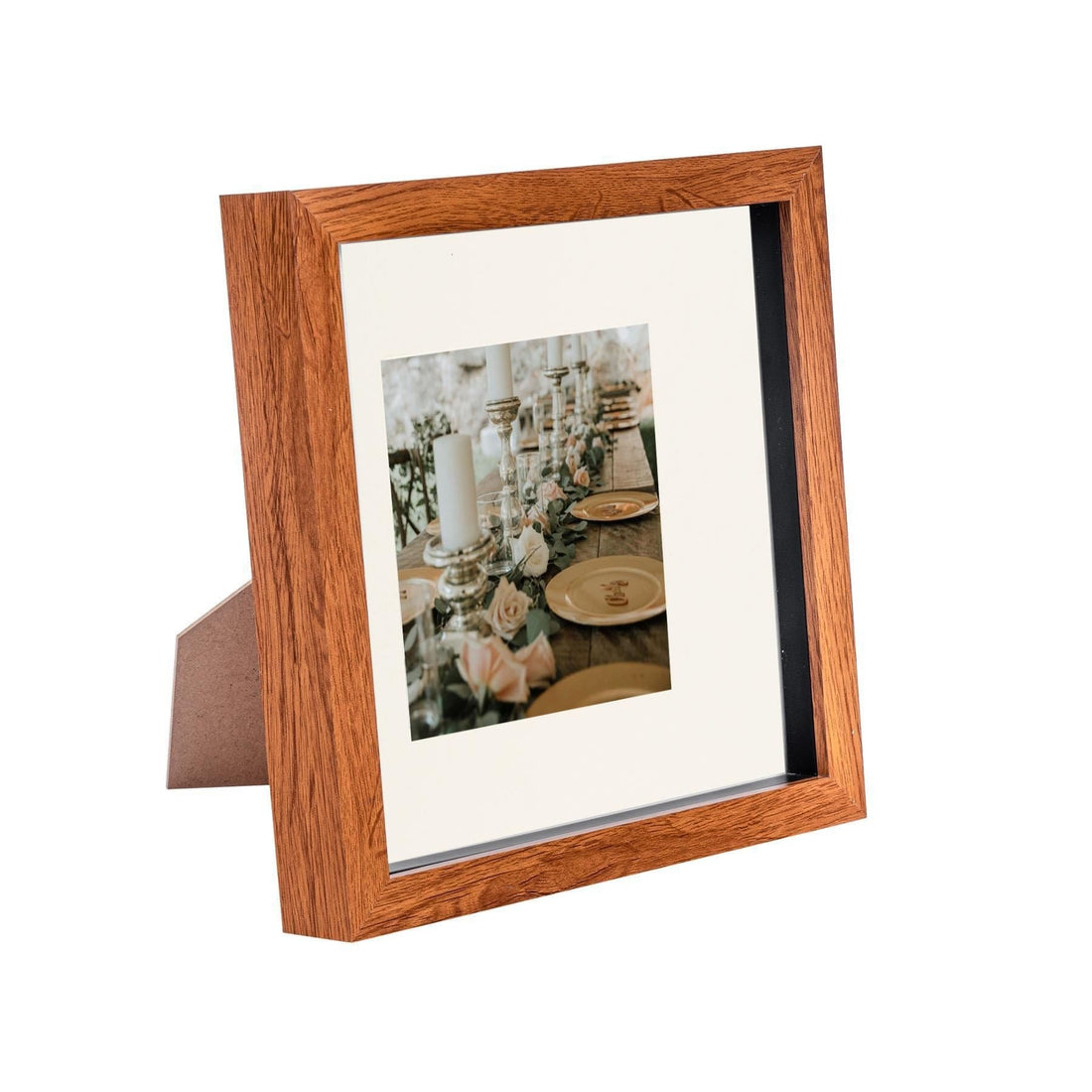 Dark Wood 8" x 8" Shadow Box Photo Frame with 4" x 4" Ivory Mount