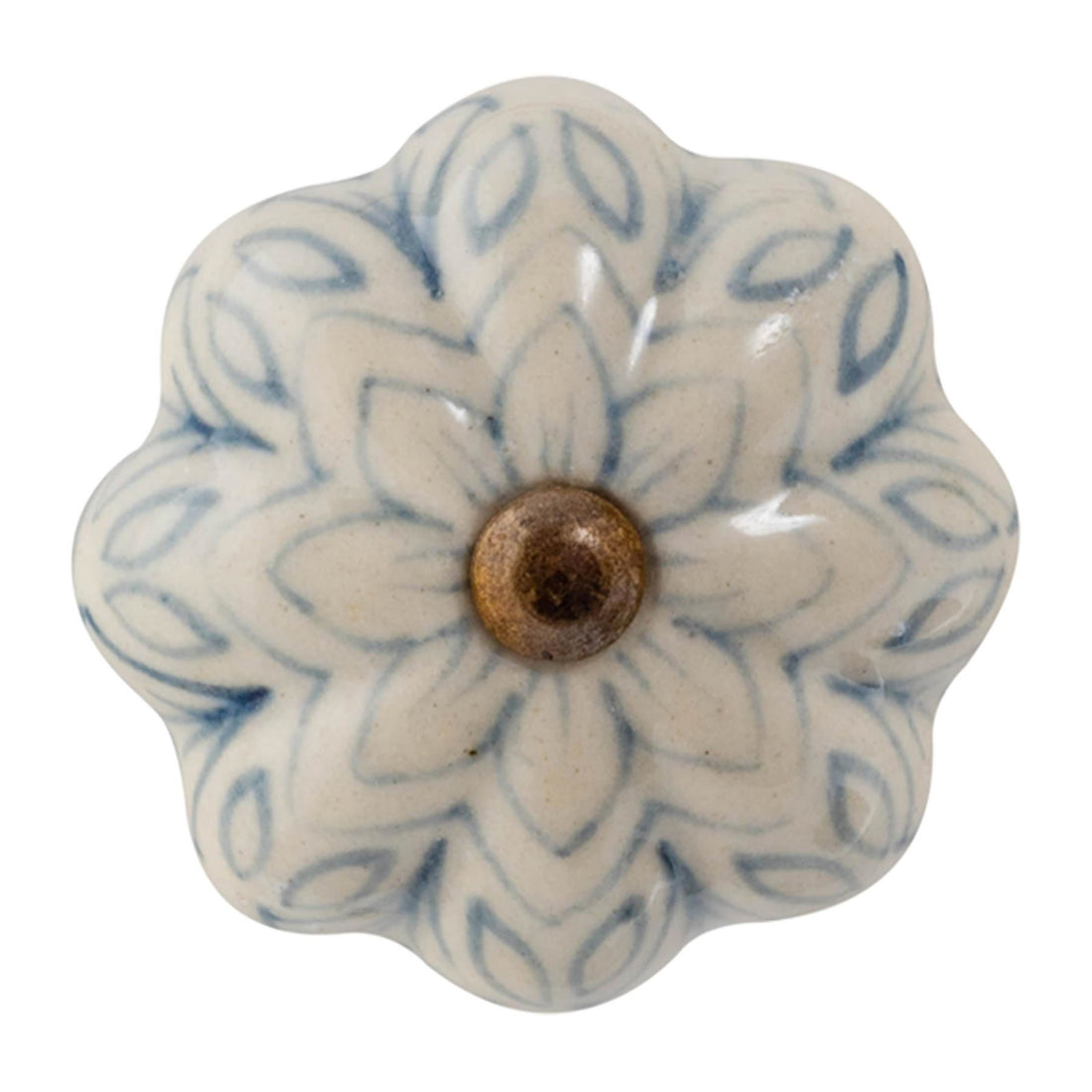 Light Blue 4.5cm Vintage Floral Ceramic Cabinet Knob