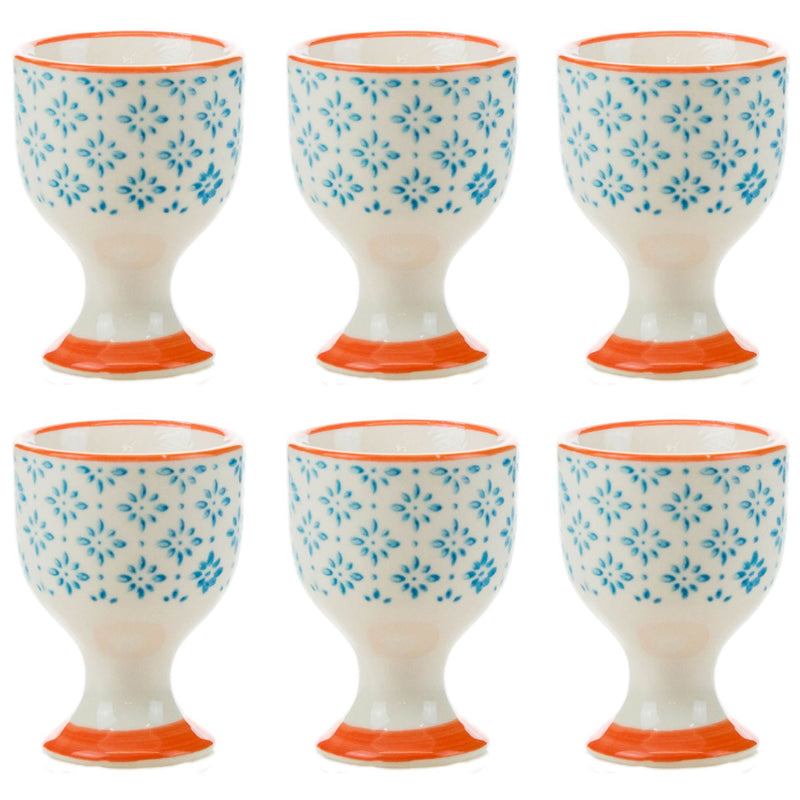 Hand Printed China Egg Cups - Pack of Six - By Nicola Spring
