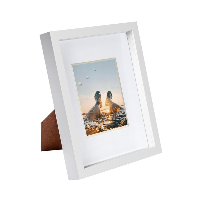 8" x 10" White 3D Box Photo Frame with 4" x 6" Mount & White Spacer - by Nicola Spring