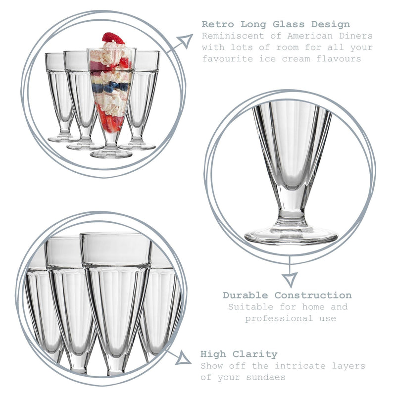 350ml Knickerbocker Glory Sundae Dessert Glasses - Pack of Four - By Argon Tableware