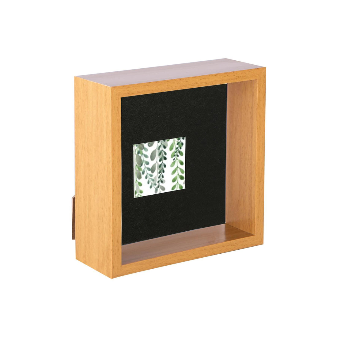 Medium Wood 6" x 6" Deep Shadow Box Photo Frame with 2" x 2" Black Mount