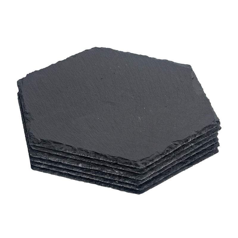30cm Hexagon Slate Placemats - Pack of Six - By Argon Tableware