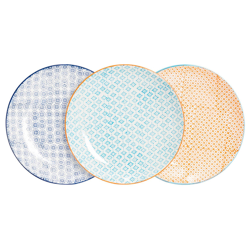 25.5cm Hand Printed China Dinner Plates - Pack of Six - By Nicola Spring