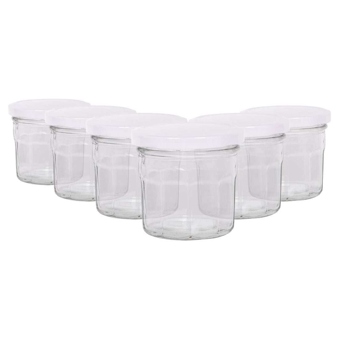130ml Octagonal Glass Jam Jars with White Screw-Top Lids - Pack of 6