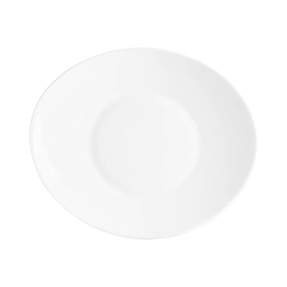 27cm x 24cm Prometeo White Oval Glass Dinner Plates - Pack of Six