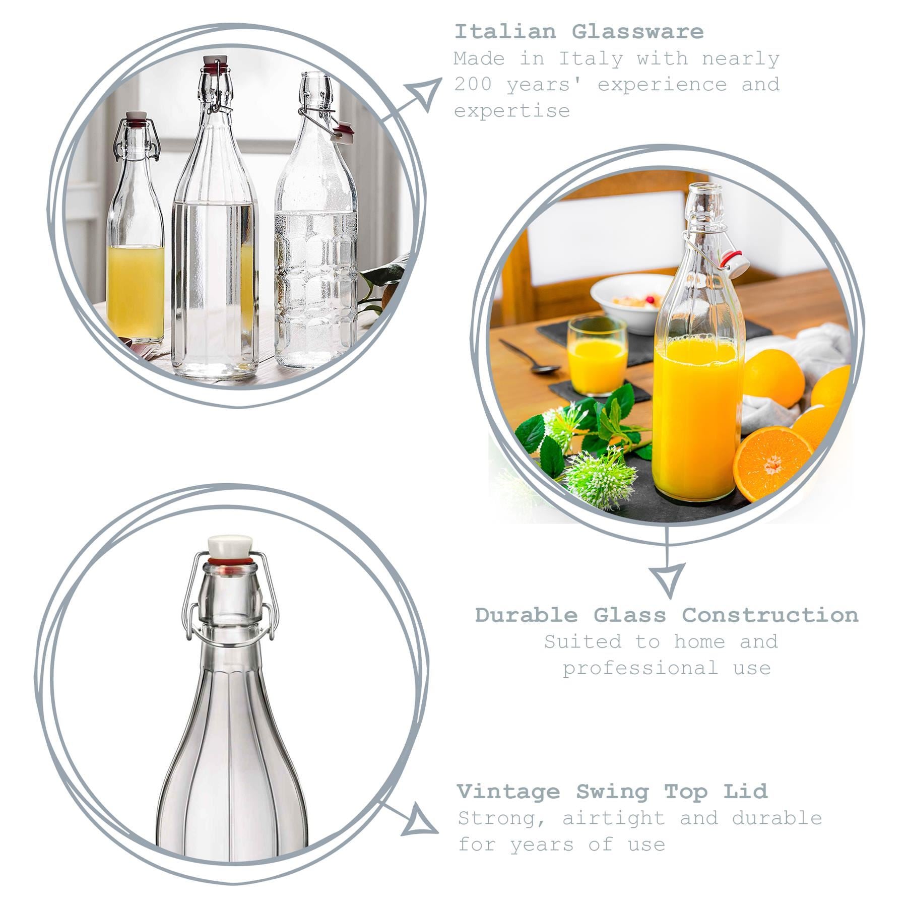 1L Oxford Swing Top Glass Bottle