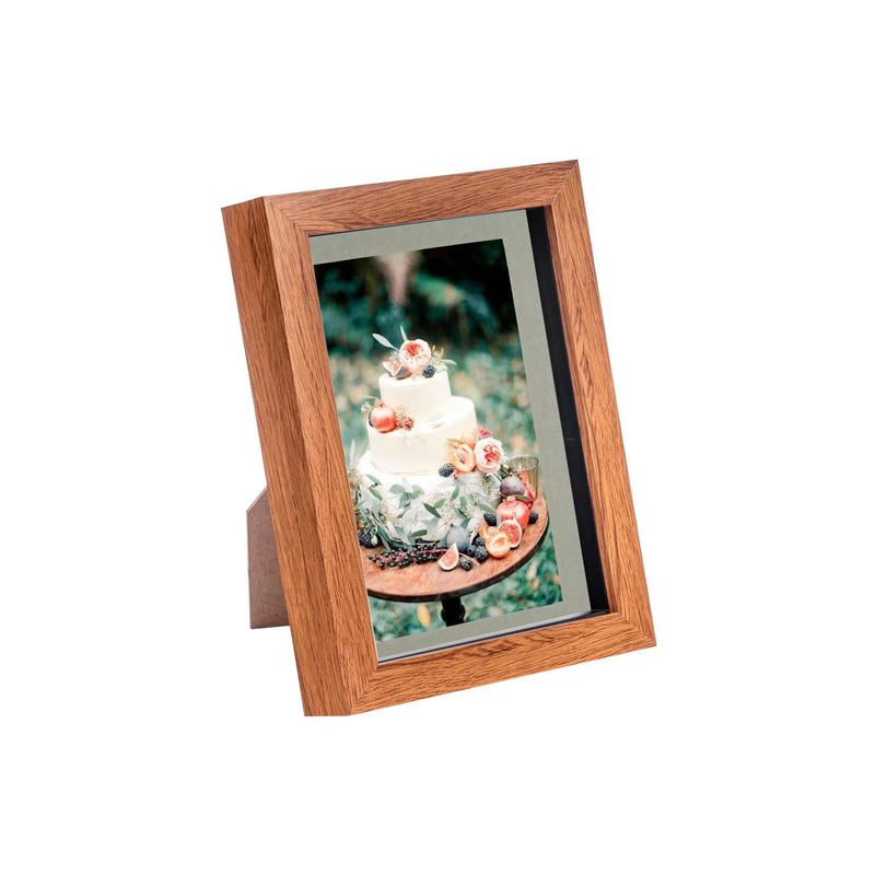 5" x 7" Dark Wood 3D Box Photo Frame with 4" x 6" Mount - By Nicola Spring